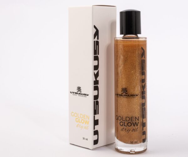 GOLDEN GLOW dry oil ACEITE SECO MULTIFUNCIÓN Devuelve a la piel y cabellos el brillo del sol, Utsukusy Cosmetics