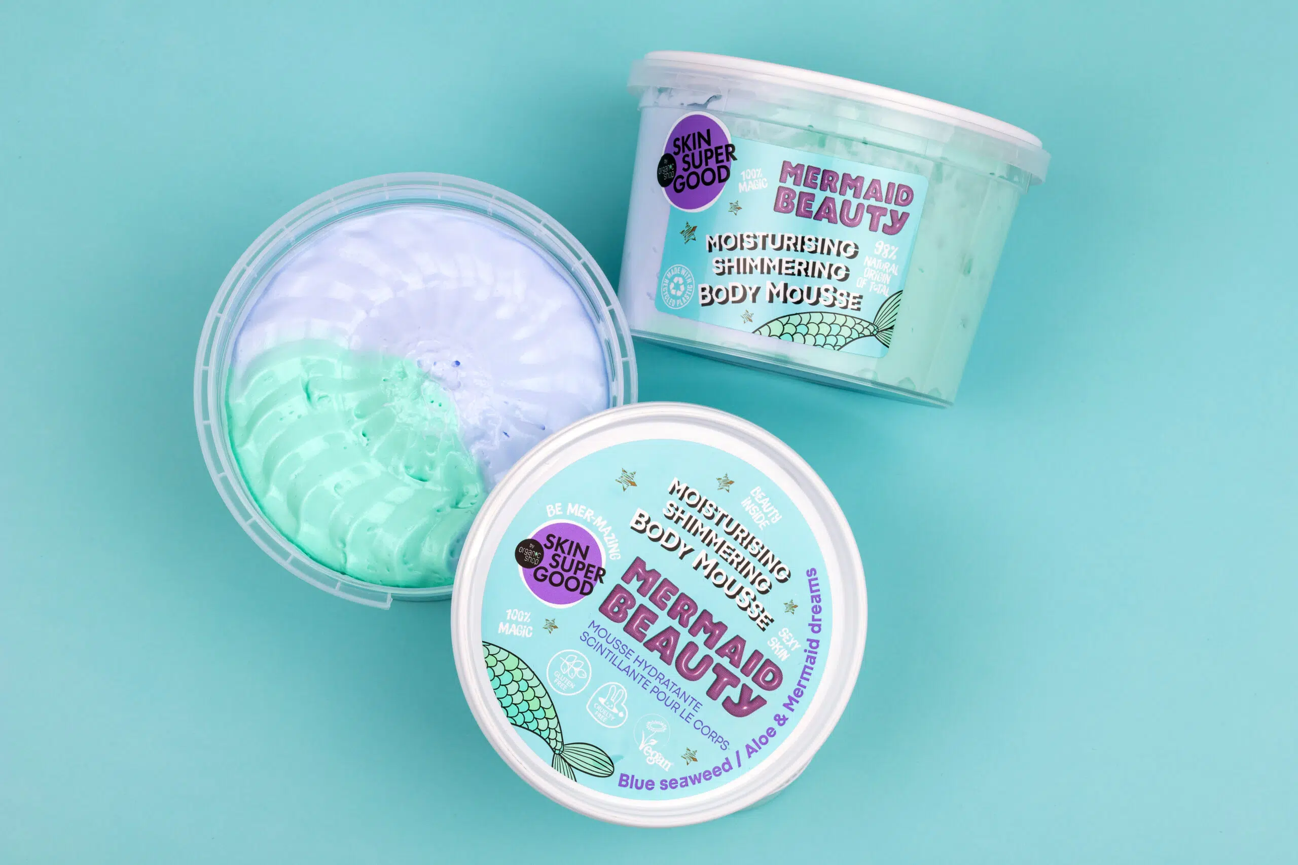 Mousse corporal hidratante con brillo «Mermaid Beauty», Skin Super Good